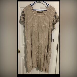Raya Sun Beige Dress with Floral Details